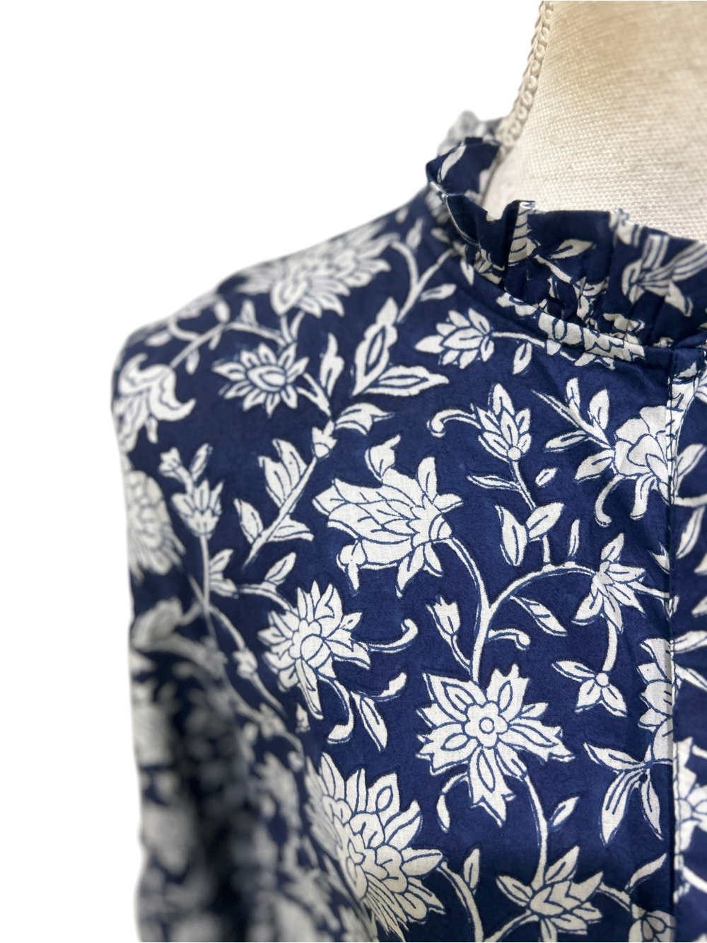 Nwt Ophelia & Indigo Tilly Navy Floral Tie-Ruffle Neck Tiered Maxi Dress Medium — image 7 of 8